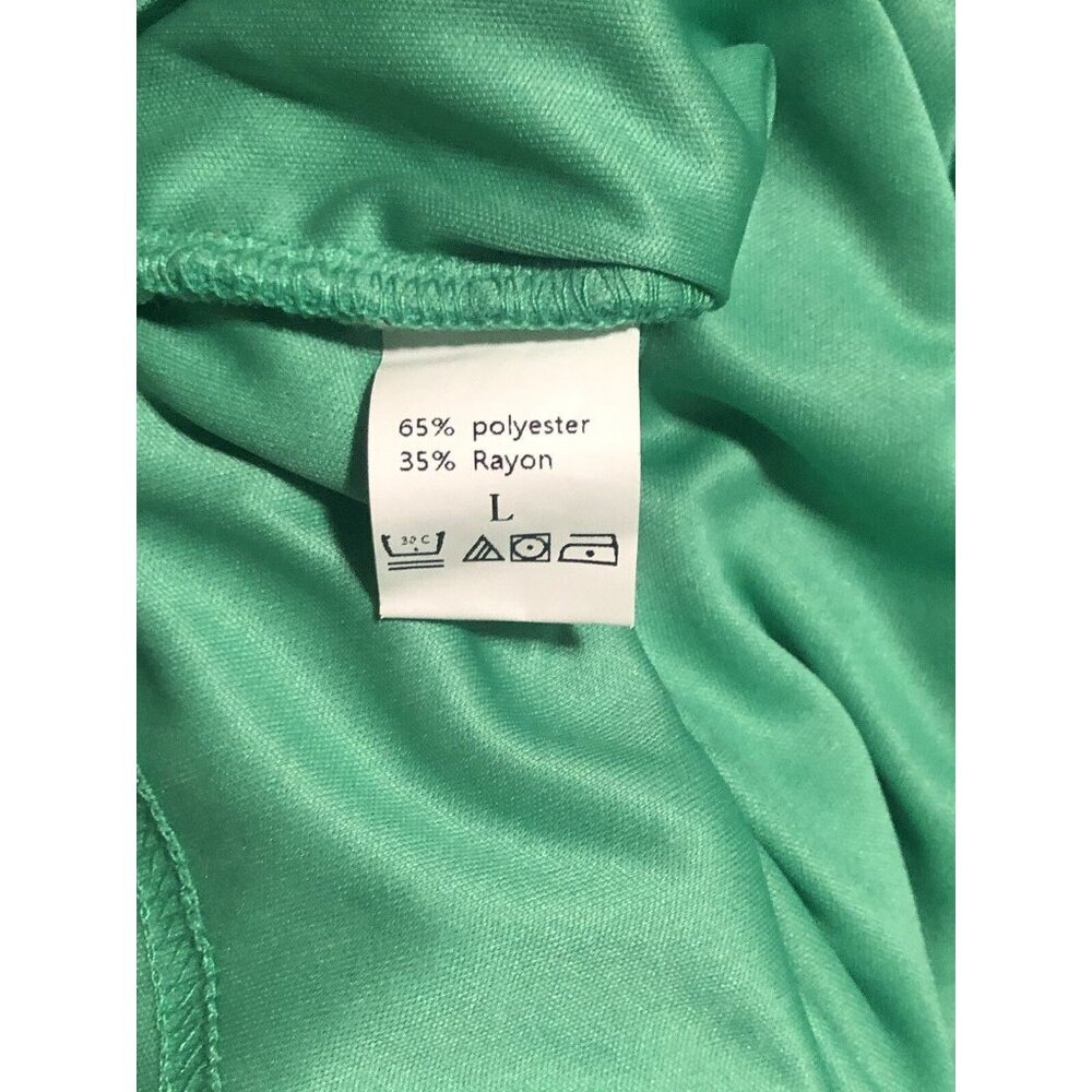 Lillusory Classic Women's T-Shirt Green Dress Stretch Tie Waist, Size Large - Picture 5 of 5